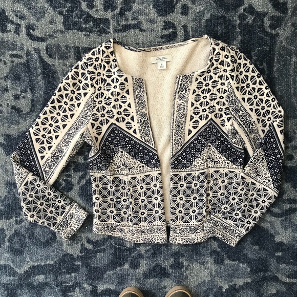 Lucky Brand Jackets & Blazers - Lucky Brand printed cotton blazer navy and cream